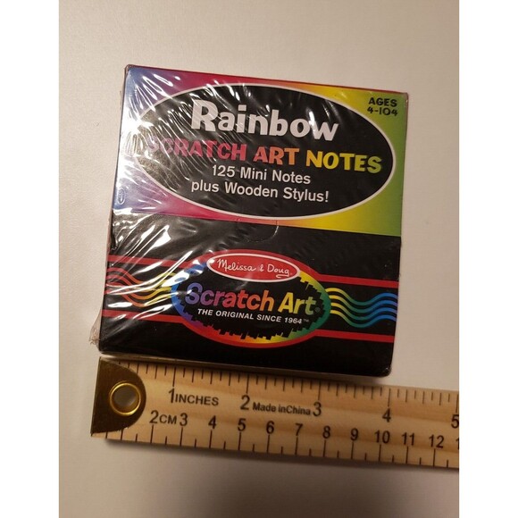Melissa & Doug Scratch Art Box of Rainbow Mini Notes 125 with Wooden Stylus NEW - Picture 6 of 6